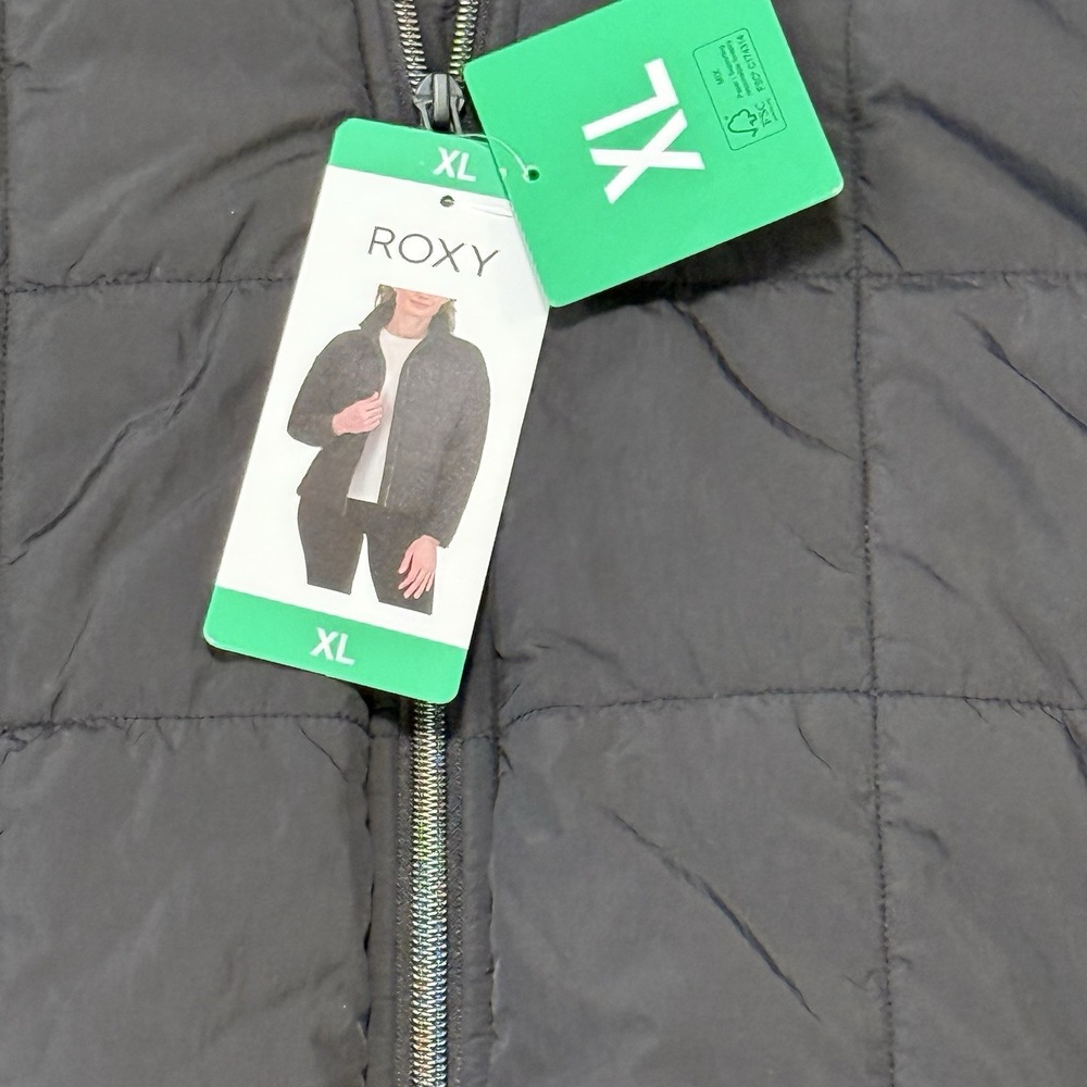 Roxy Women's XL Quilted Puffer Jacket Black Lightweight Zip Up NWT - Picture 6 of 9
